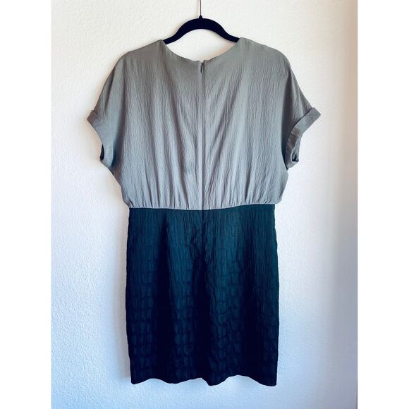 Ali Ro Black & Gray Silk Paneled Colorblock Dolman Sleeve Knee Length Dress 10 - Picture 3 of 9